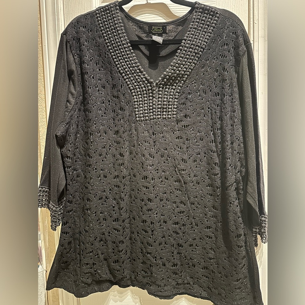 Shannon Ford Boho Black Crochet Women's Top